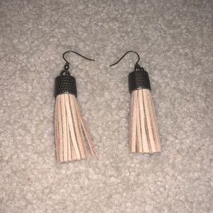 Beige Suede Tassel Earrings